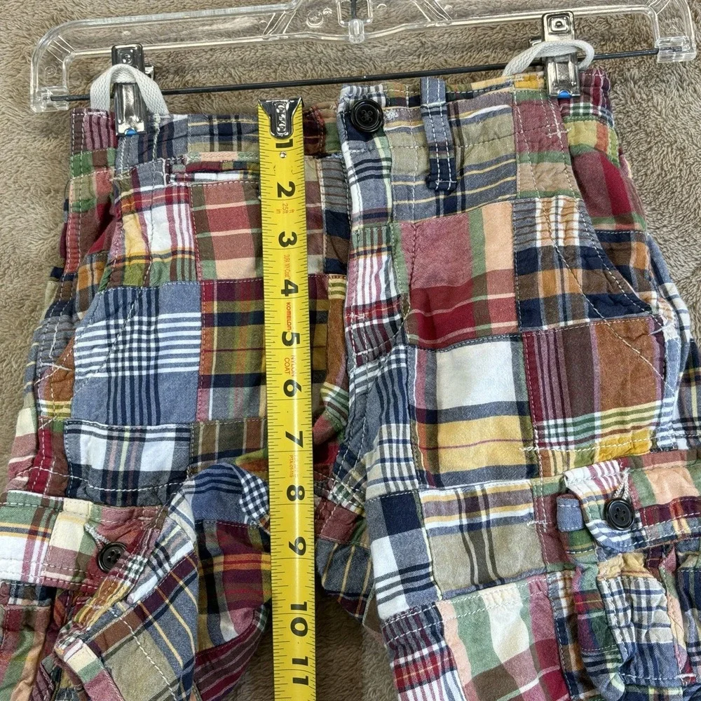 Gap Kids Cargo Shorts Boys 5 Madras Patchwork Plaid Adjustable Waist Cotton 9